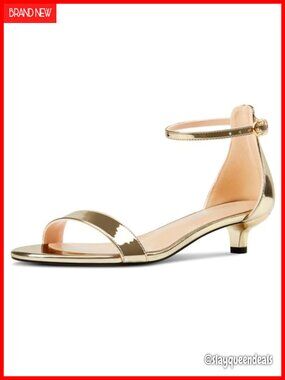 Peep Toe Kitten Heel Sandals Ankle Strap Dress Shoes 1.5 Inch